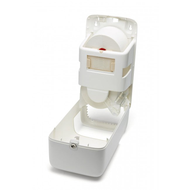 Tork 557500 Premium Compact T6 Twin Toilet Roll Mid Size Plastic Dispenser White