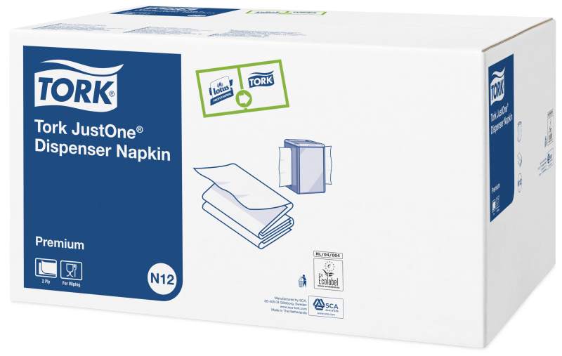Tork Lotus JustOne 403594 White 2 Ply 4-fold Napkins x 4000