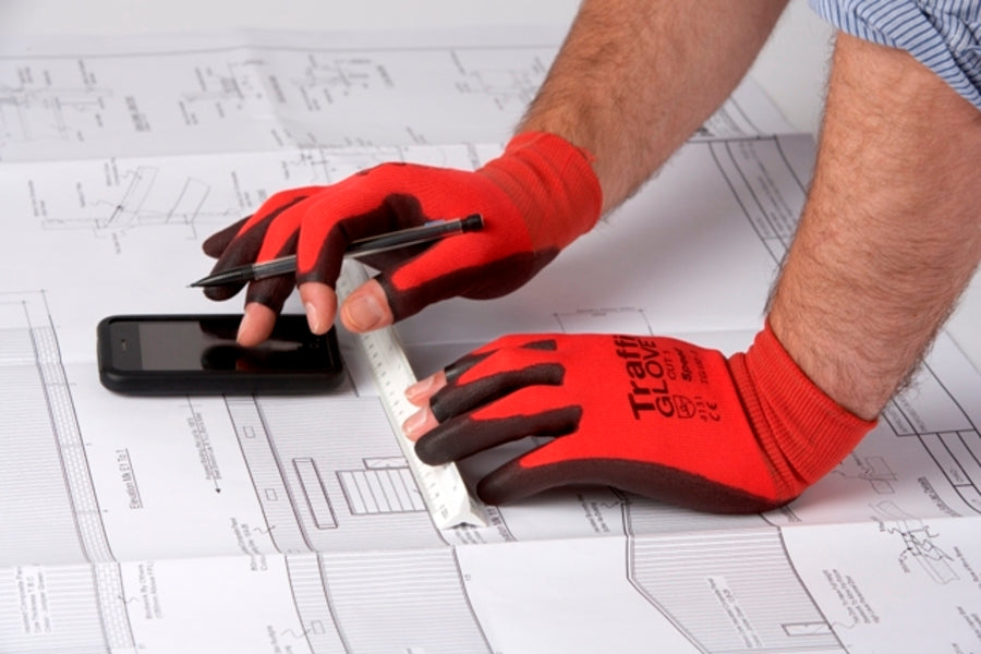 TraffiGlove TG150 Speed Polyurethane Red Work Gloves