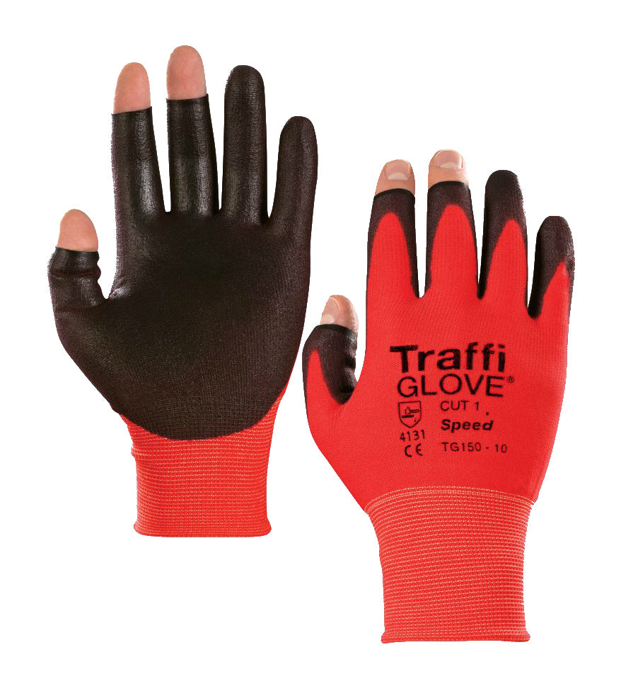 TraffiGlove TG150 Speed Polyurethane Red Work Gloves