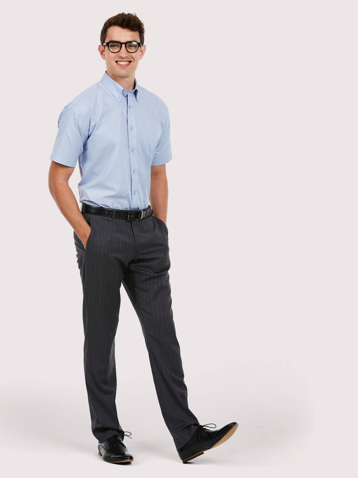 Uneek UC702 Gents Pinpoint Oxford Shirt Half Sleeve Light Blue