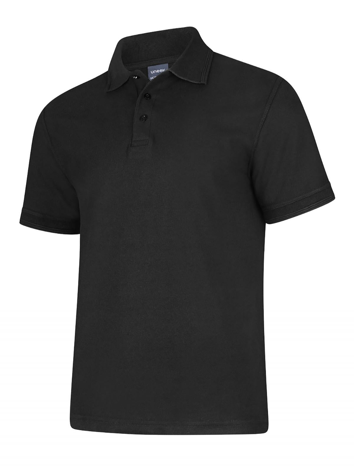 Uneek Essential 220gsm Short Sleeve PolycottonPolo Shirt UC108 - Black