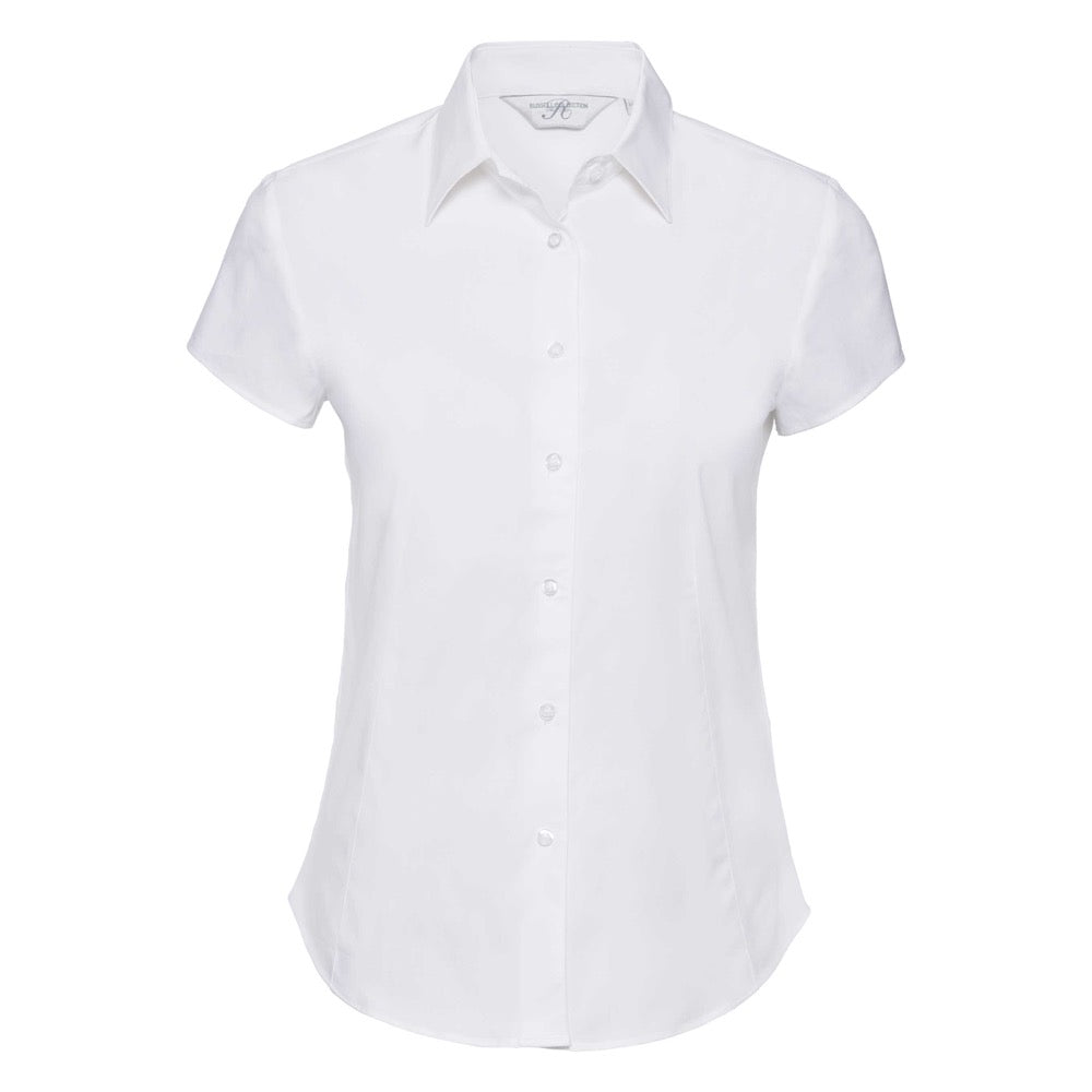 Russell Collection 947F Short Sleeve White Ladies Fitted Shirt