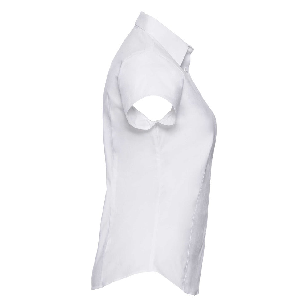 Russell Collection 947F Short Sleeve White Ladies Fitted Shirt