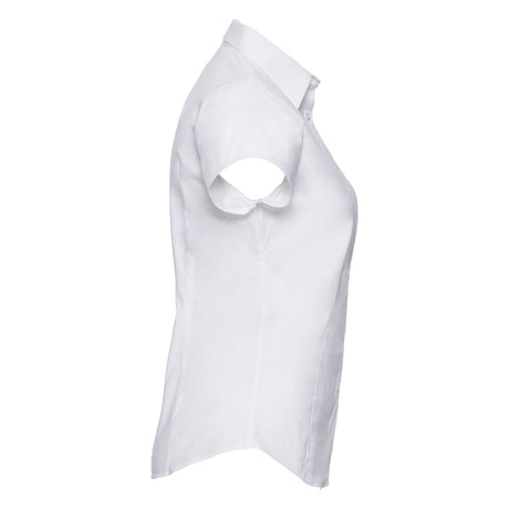 Russell Collection 947F Short Sleeve White Ladies Fitted Shirt