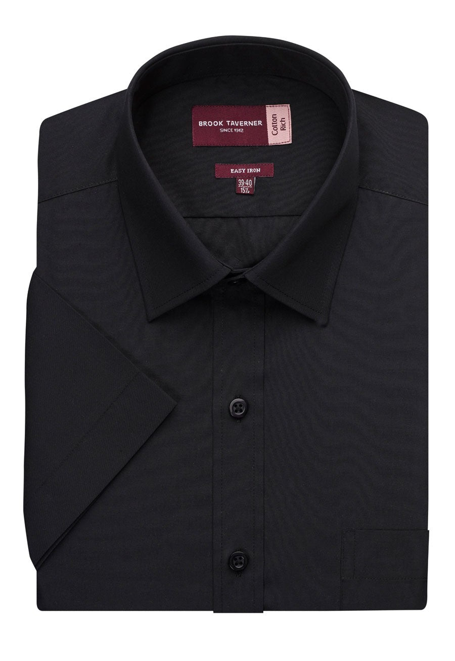 Brook Taverner Rosello Men Classic Fit Shirt Black Polycotton