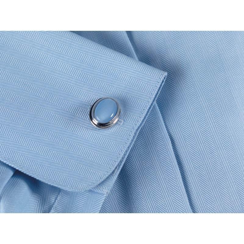 Brook Taverner Solaro Ladies Blouse Blue Herringbone, Size - 14