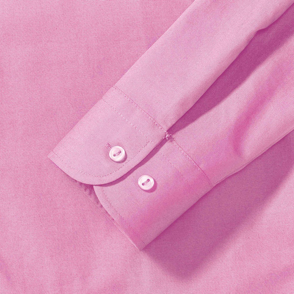 Russell Collection Ladies Shirt Long Sleeve Cotton Poplin Pink, Size - 12