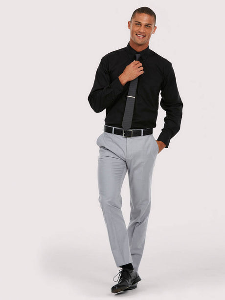 Uneek UC701 Men Full Sleeve Pinpoint Oxford Shirt, Black