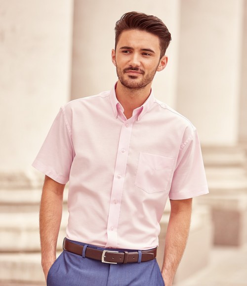 Russell Collection 933M Men Short Sleeve Easy Care Oxford Shirt, Size - 18