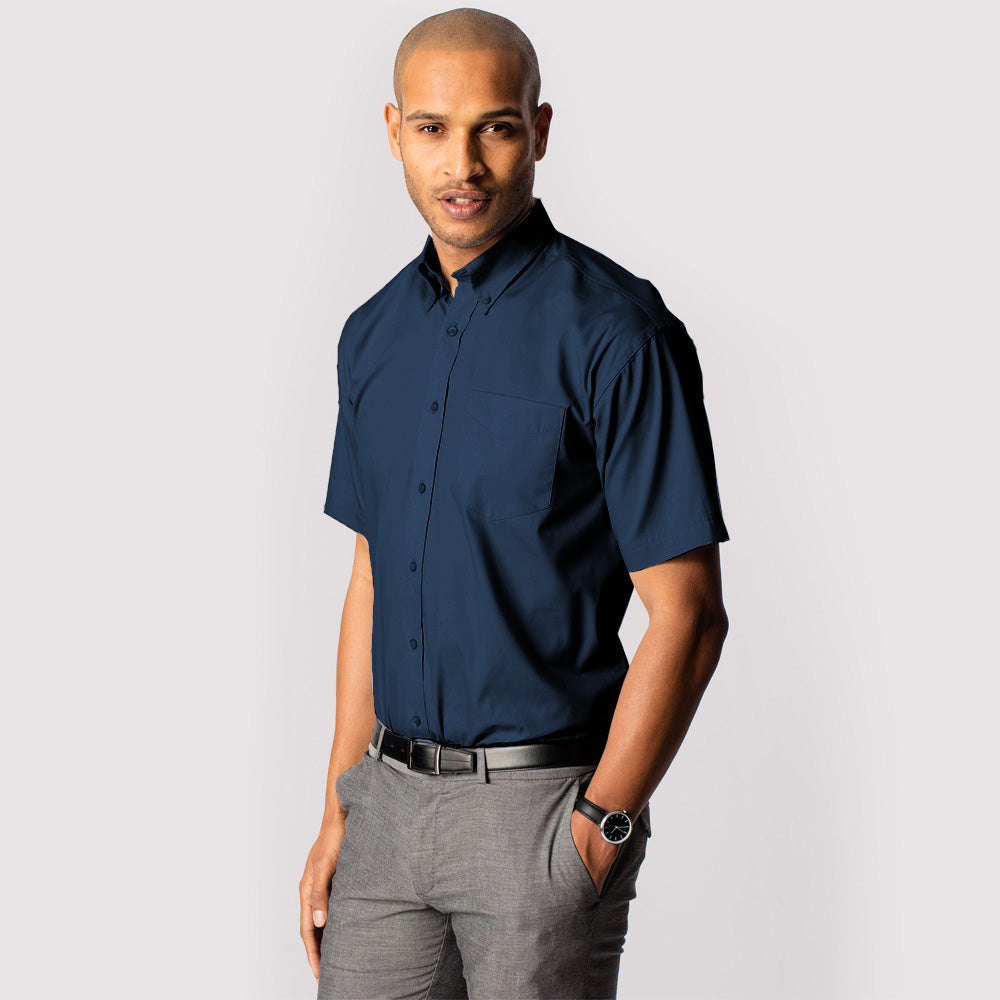 Uneek UC702 Men's Half Sleeve Pinpoint Oxford Shirt - Navy