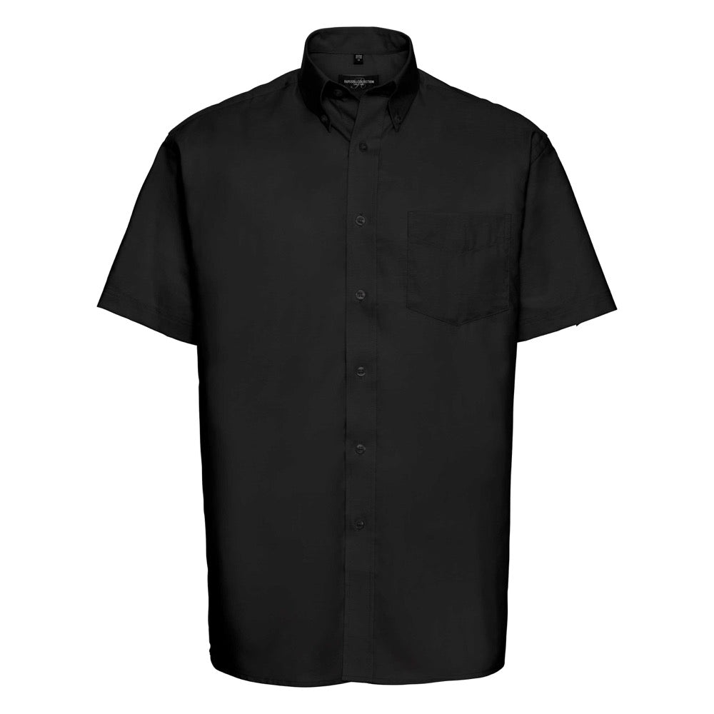 Russell Collection 933 Short Sleeve Easy Care Black Men Oxford Shirt