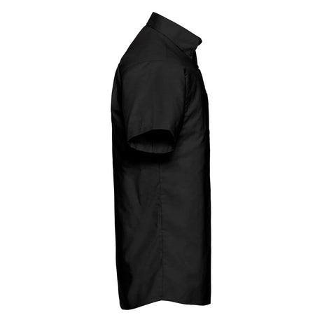 Russell Collection 933 Short Sleeve Easy Care Black Men Oxford Shirt