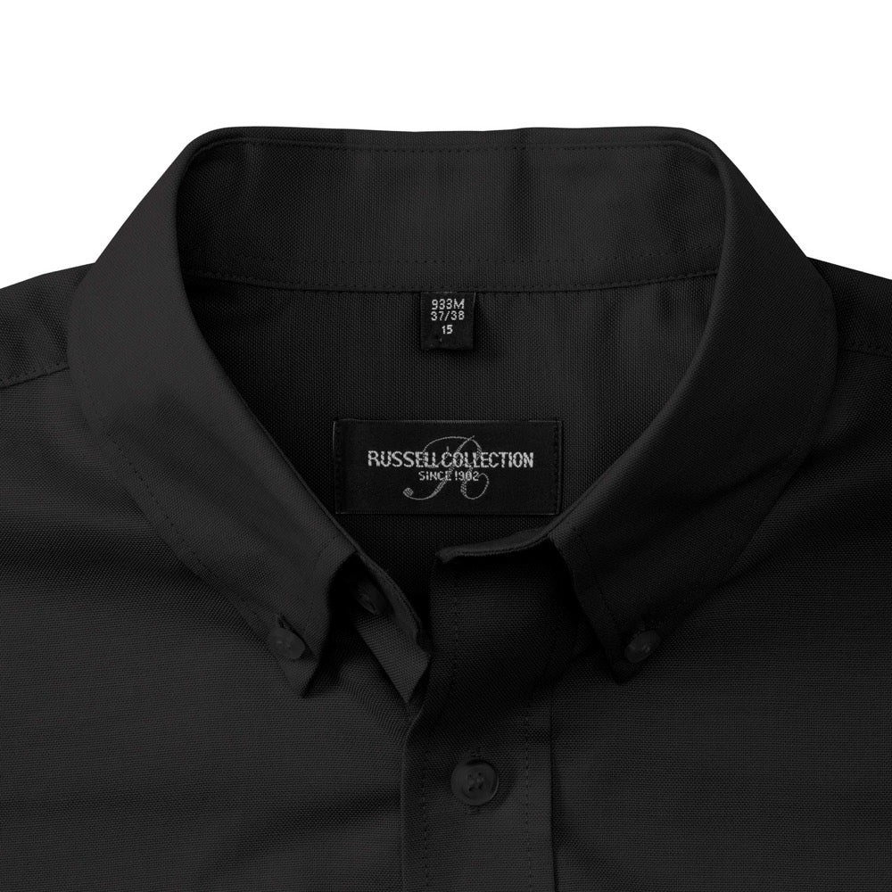 Russell Collection 933 Short Sleeve Easy Care Black Men Oxford Shirt