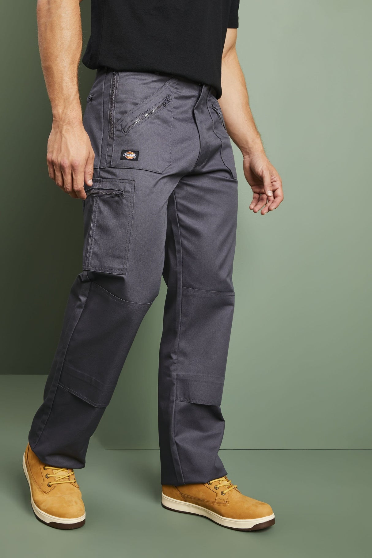 Dickies Redhawk WD814 Action Trousers KneePad Pockets Work Pants Polycotton Grey