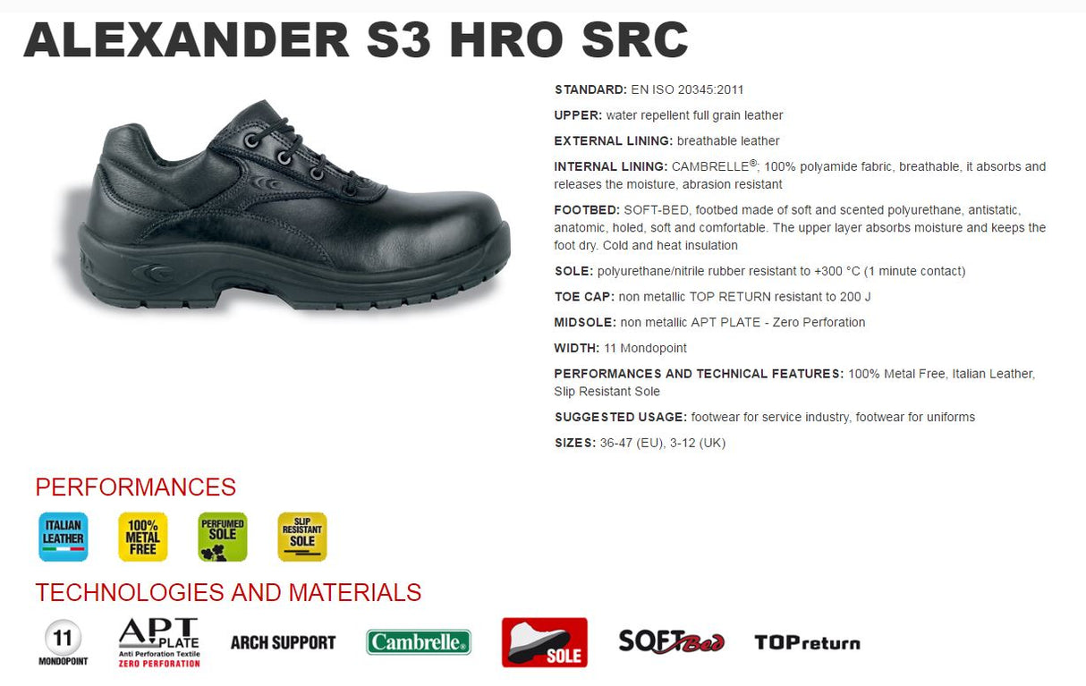 Cofra Alexander Water Repellent Breathable S3 Safety Shoe, Metal-Free