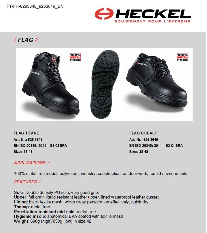Uvex Heckel Flag Titane Metal Free Safety Boots Water resistant Leather Black