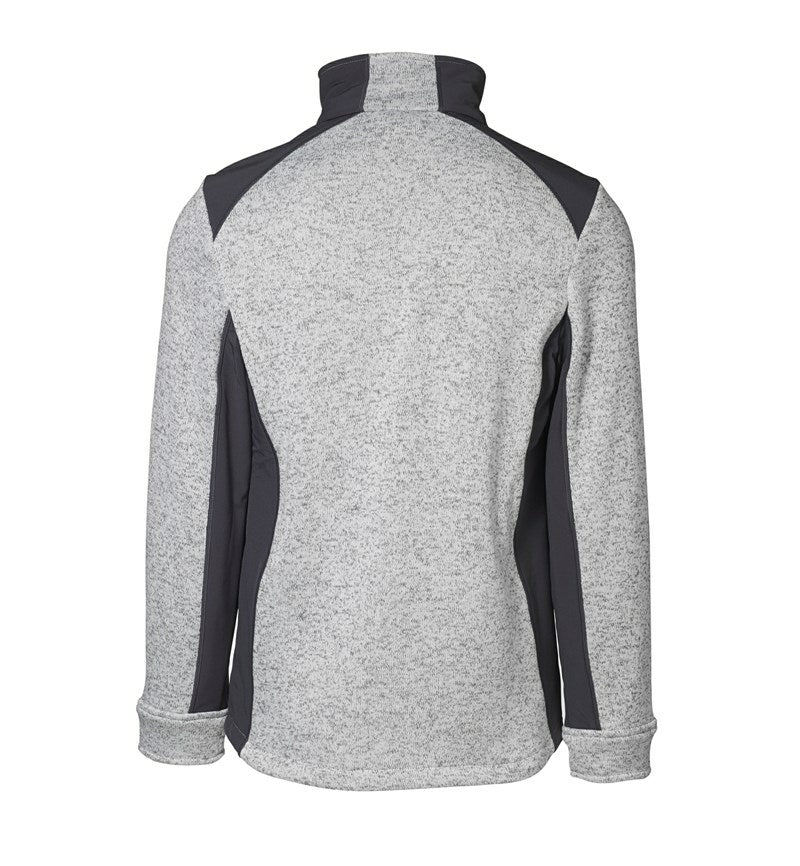 ID 0850 Full Zip Melange Contrast Patches Knit Fleece Work Cardigan, Size - Large