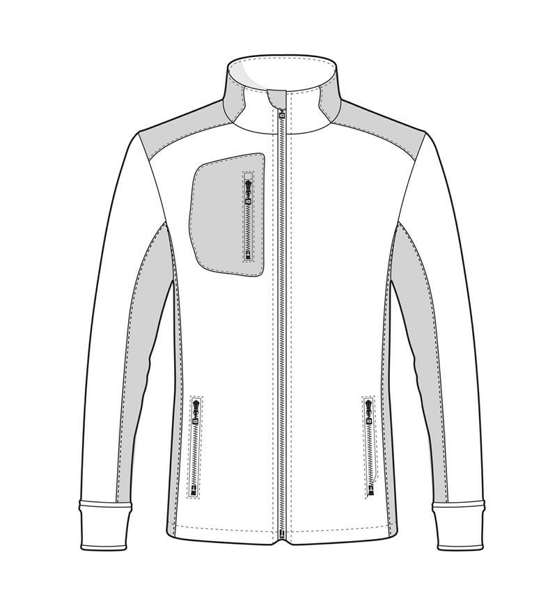 ID 0850 Full Zip Melange Contrast Patches Knit Fleece Work Cardigan, Size - Large