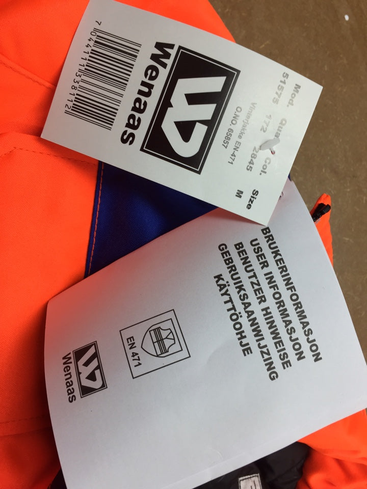 Wenaas 51575-172 Class3 Winter Bomber Jacket Hi Vis Royal Blue and Orange, Size - Medium