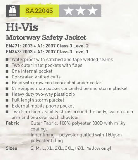 Dickies SA22045 Hi Vis Waterproof Lined Jacket - Yellow