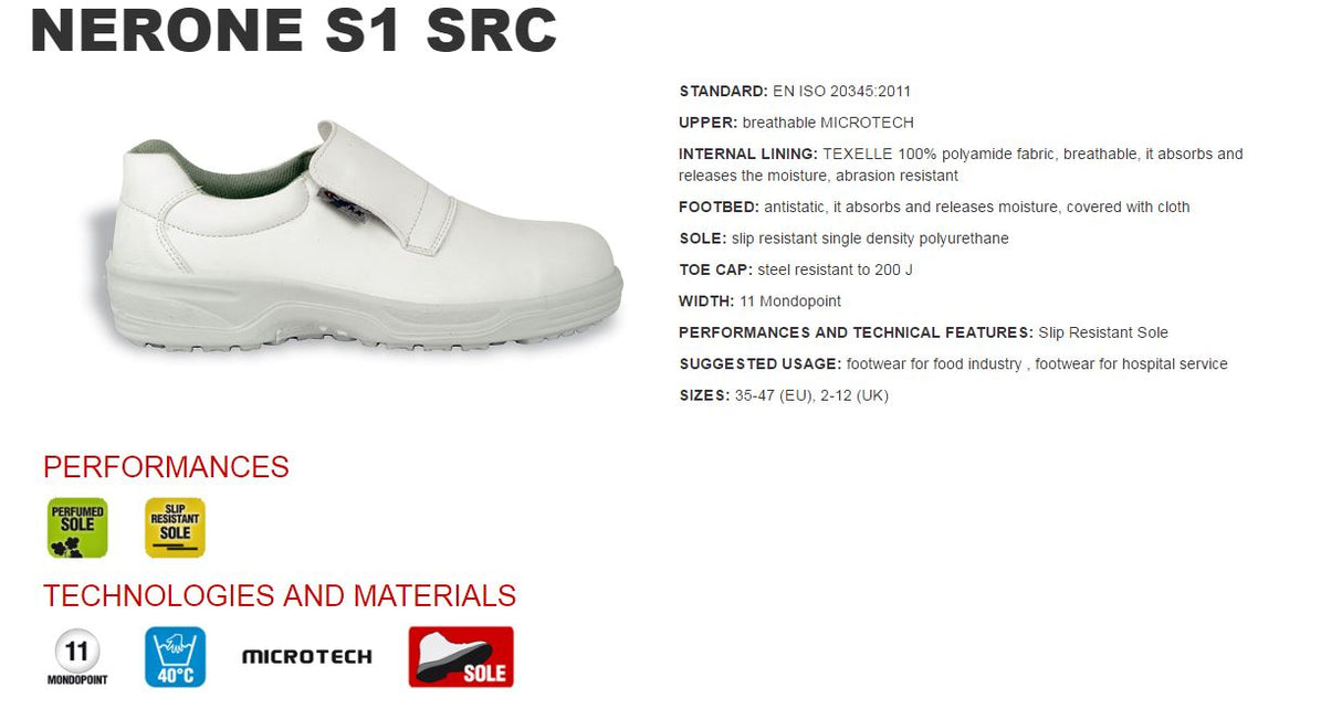 Cofra Nerone Unisex Slip Resistance S1 Safety Shoe White