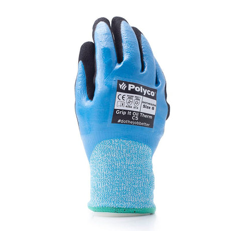 Polyco Grip It Oil Thermal Safety Gloves Cut Resistant Level 5 Cold Insulated