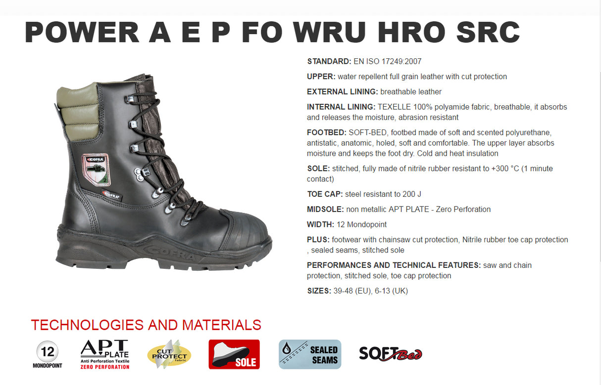 Cofra Power Chainsaw Protection Boots Class 2