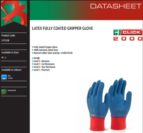 Beeswift Click LFCGGBL Multipurpose Latex Gripper Gloves (3.1.2.1)