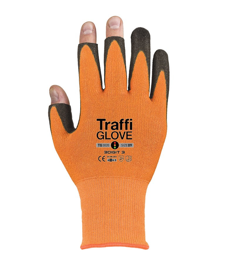 TraffiGlove TG3020 3 Digit Gloves Level 3 Cut Resistant PU Coating Size 9