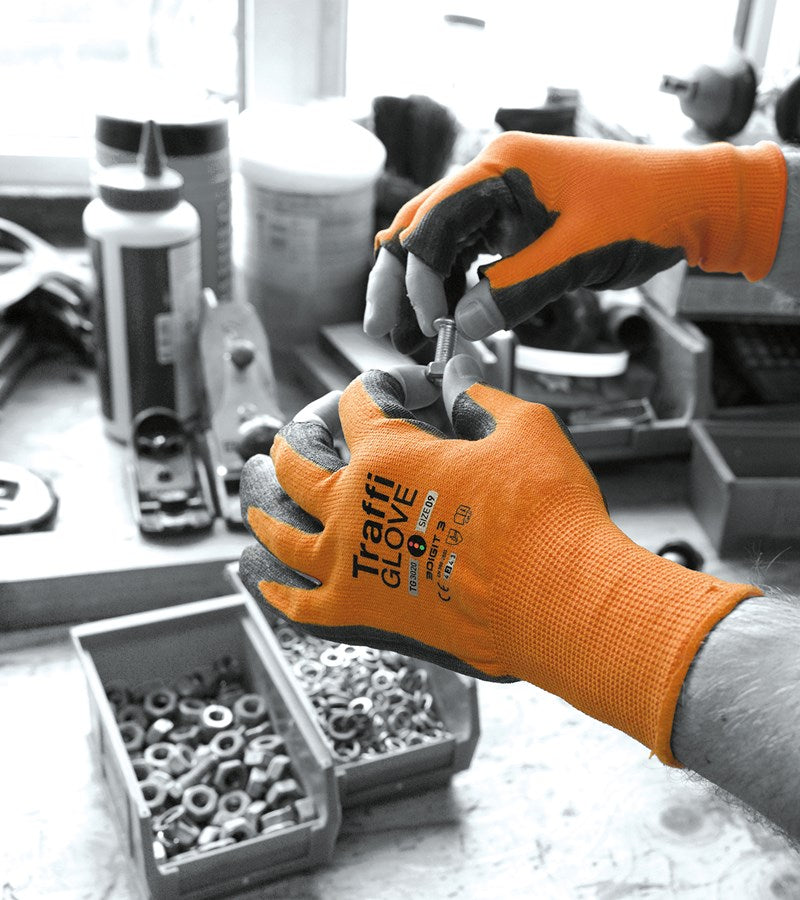TraffiGlove TG3020 3 Digit Gloves Level 3 Cut Resistant PU Coating Size 9