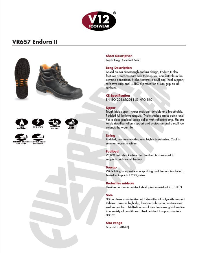 V12 Endura II S3 Safety Chukka Boots VR657 Ankle Support