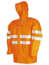 Sioen Unzen 3720 Waterproof Hi Vis Flexothane Unlined Orange Hooded Rain Jacket