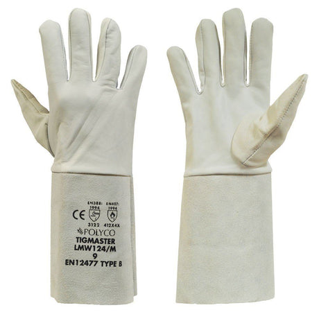 Polyco Tigmaster Sheepskin Leather Welding Gauntlet - White