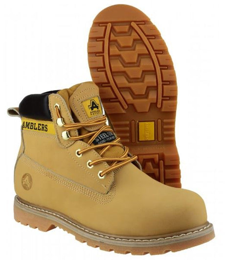 Amblers FS7 Unisex Safety Boots Steel Toe Cap Honey Nubuck Upper