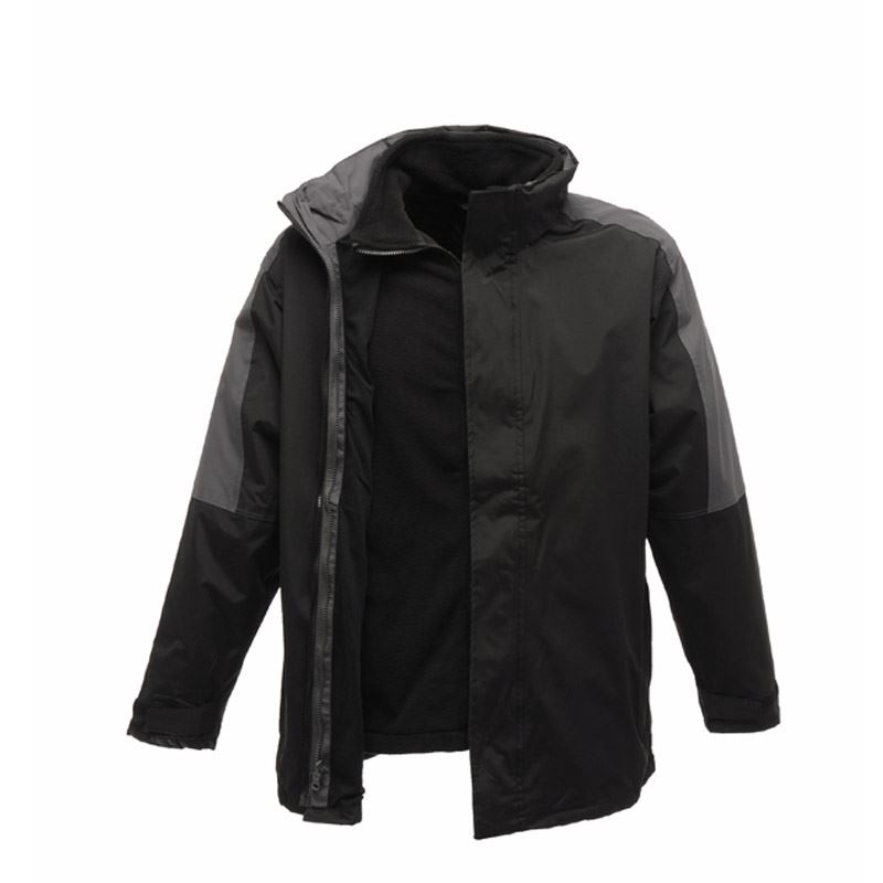 Regatta TRA130 Waterproof & Windproof Defender III 3 IN 1 Jacket - Black/Grey