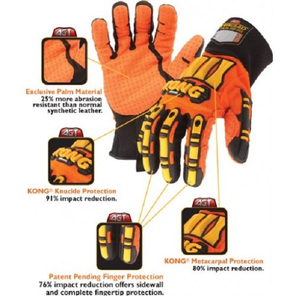 Ironclad KONG Original Oil & Gas Industry Impact Hi-Vis Gloves