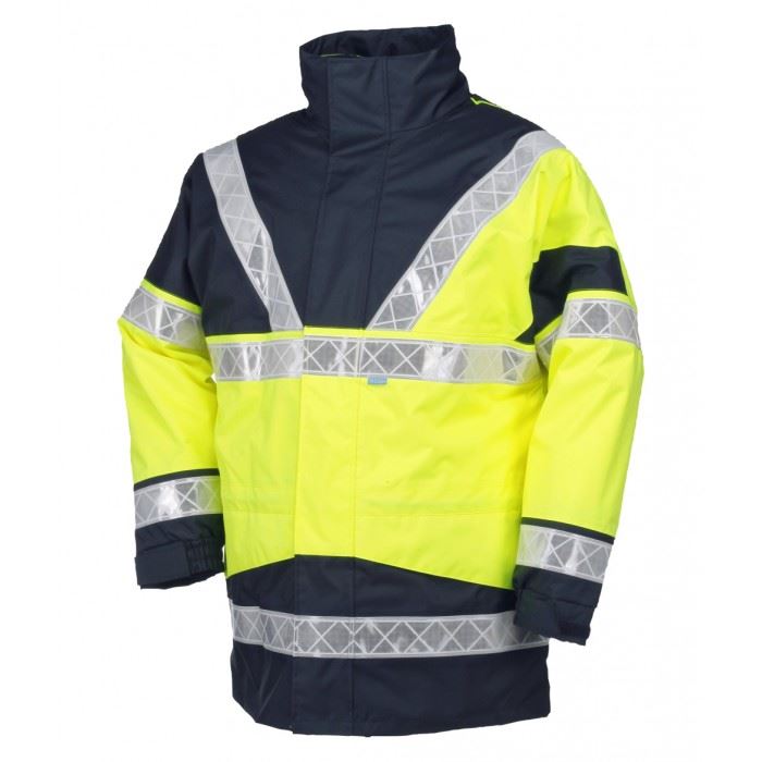 Sioen Helfield 409A Waterproof Hi Vis Yellow/Navy Rain Jacket with Detachable Bodywarmer