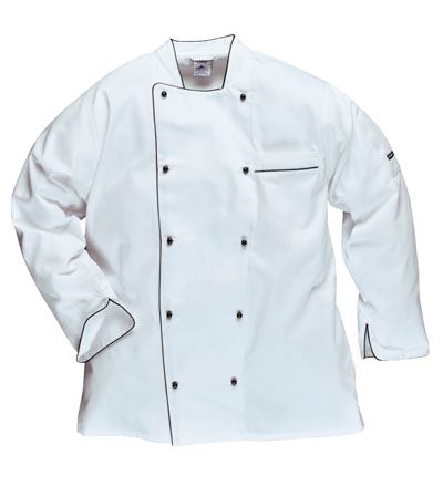 Portwest C776 Anti-Crease Finish White with Black Trim Executive Chef Jacket
