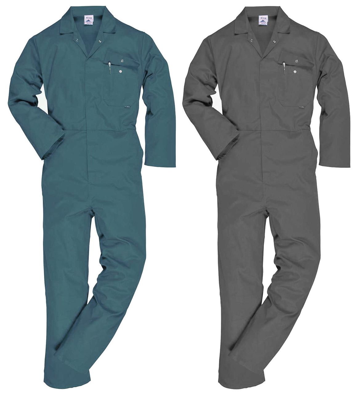 Portwest Classic Standard Polycotton Boilersuit Coverall C802 Green - Grey