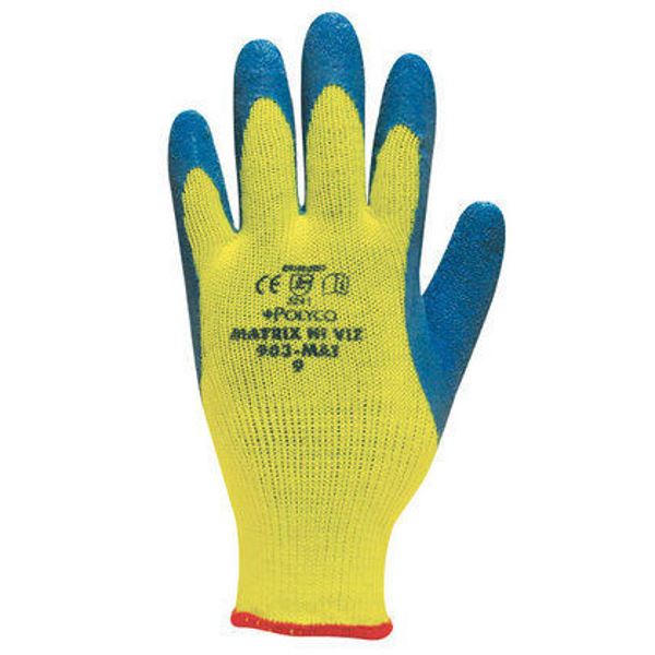 Polyco Matrix 903-MAT Latex Palm Coat Yellow Hi-Viz Grip Work Gloves