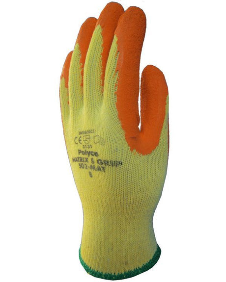 Polyco Matrix S Grip Work Glove Latex Palm Coated Orange