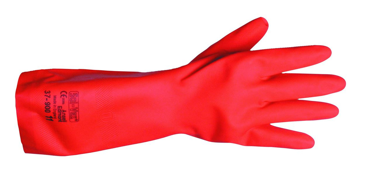 Ansell 37-900 Sol-Vex® Premium Nitrile Chemical  Gloves - Red