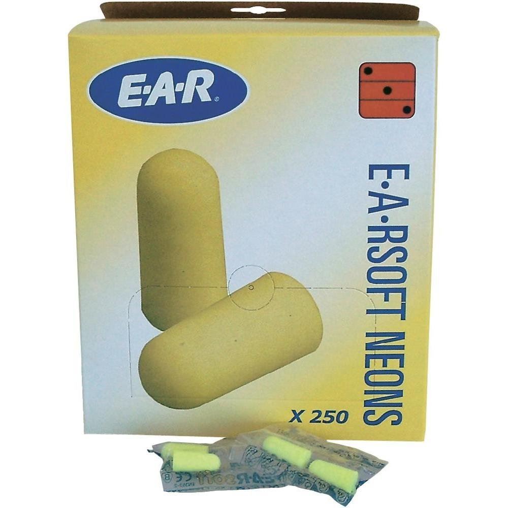 3M E-A-R soft Disposable Foam Earplugs ES-01-001 Yellow Neon Box of 250