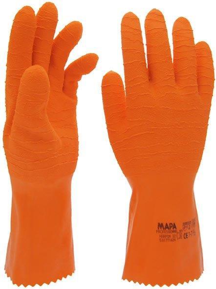 MAPA Harpon 321 Gloves Natural Latex Heavyweight Work Gauntlets Chemical Resistant
