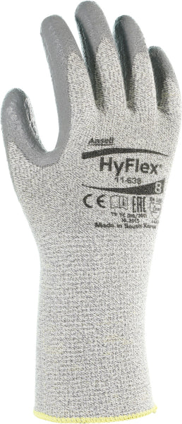 Ansell HyFlex 11-638 PU Palm Coated Gloves Level 4 Cut Protection Long Knitwrist