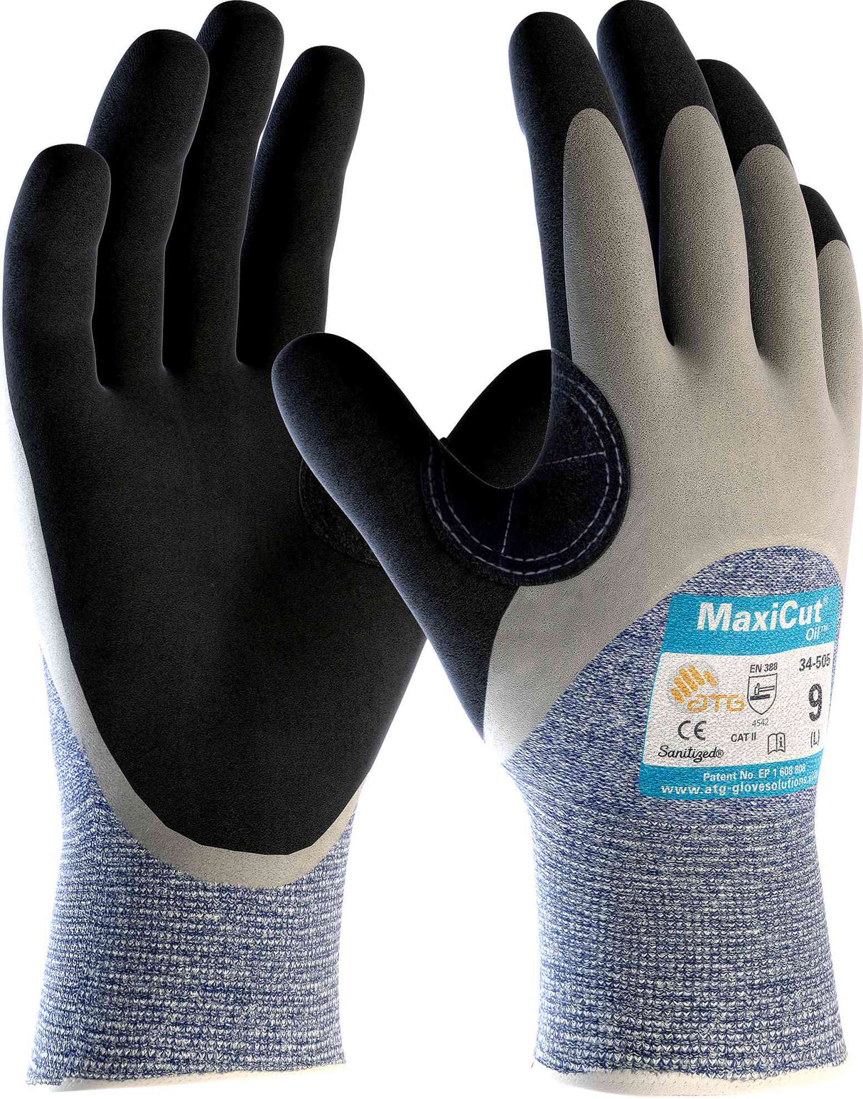 ATG MaxiCut Oil Grip 34-505 Cut-5 Resistant Nitrile Palm Coated Work Gloves