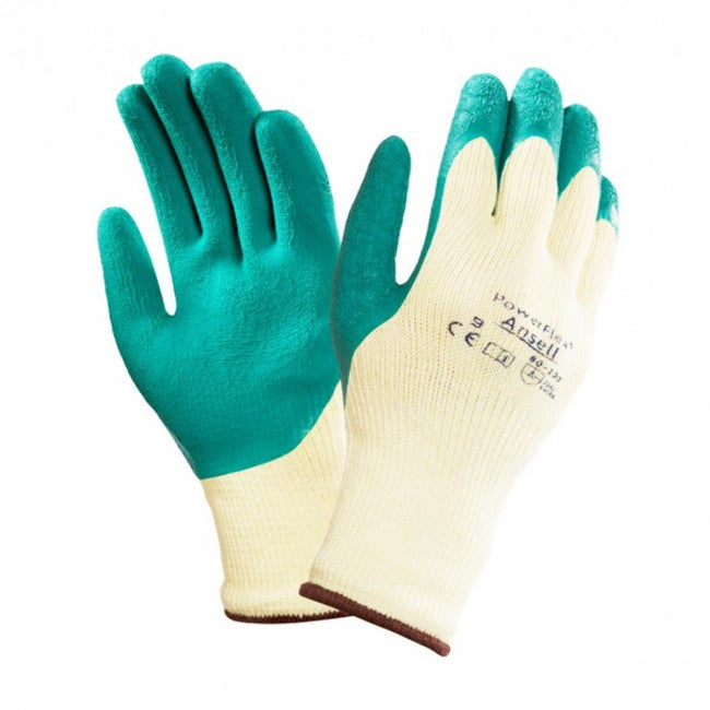 Ansell 80-100 Powerflex Latex Palm Coating General Handling Work Gloves