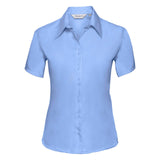 Russell Collection J957F Bright Sky Short Sleeve 100% Cotton Ladies Shirt