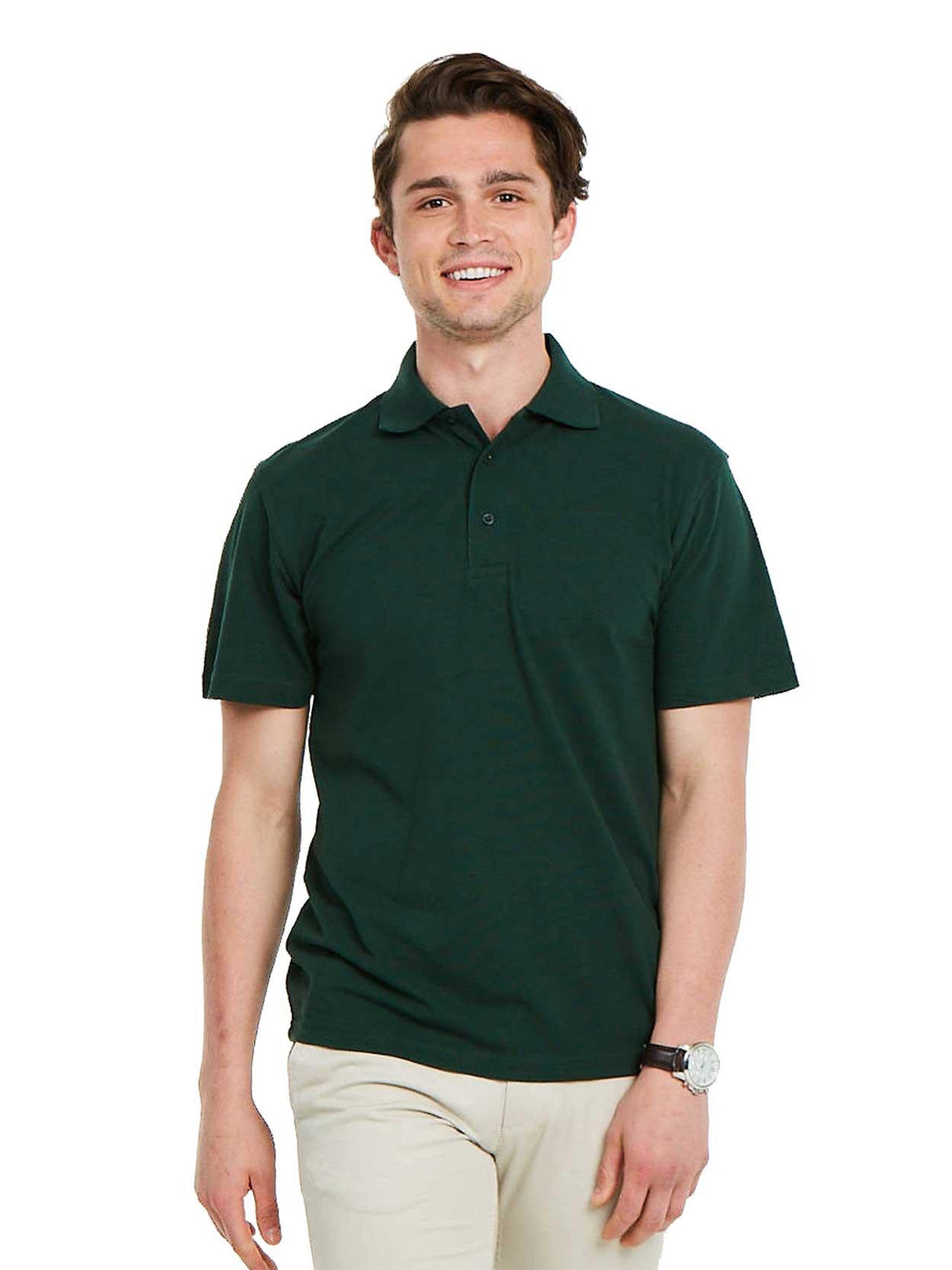 Uneek UC101 Polycotton 220gm Casual Workwear Short Sleeve Classic Men Polo Shirt Bottle Green